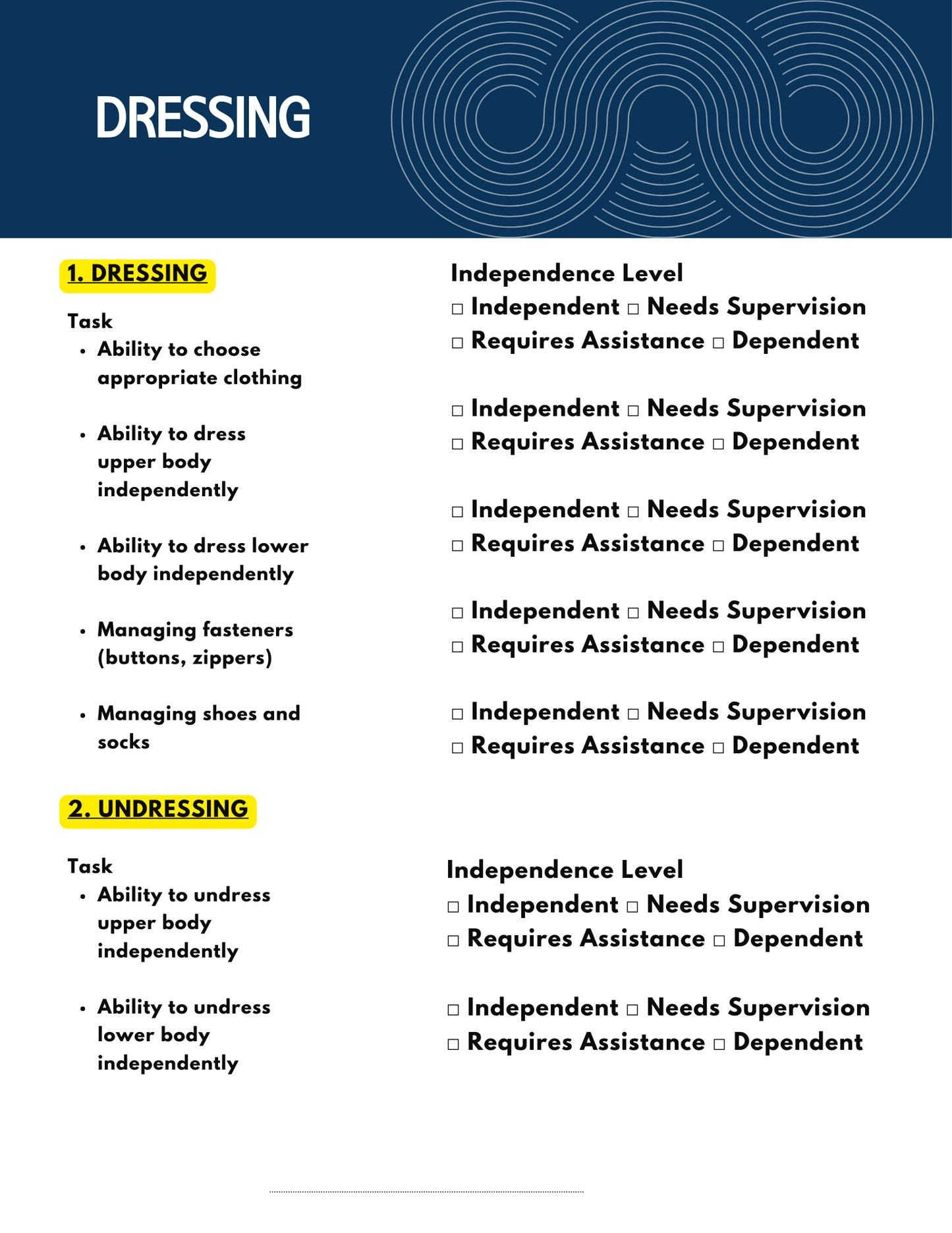 ADL CHECKLIST- editable in Microsoft Word