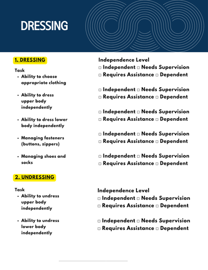 ADL CHECKLIST- editable in Microsoft Word