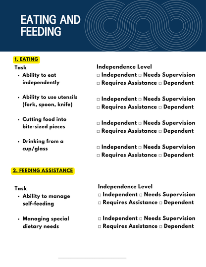 ADL CHECKLIST- editable in Microsoft Word