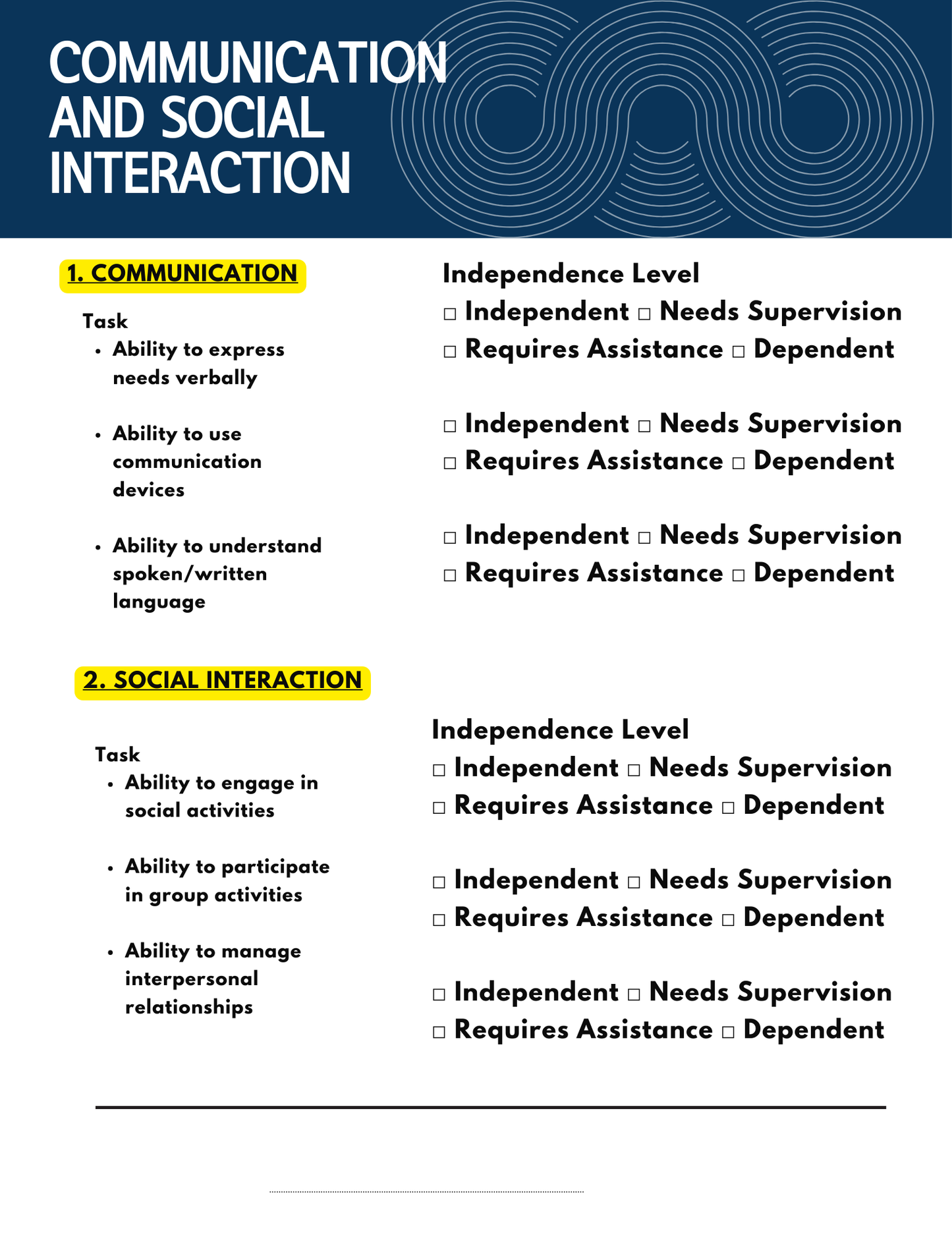 ADL CHECKLIST- editable in Microsoft Word