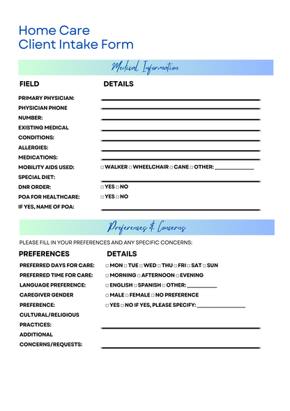 Client Intake Forms