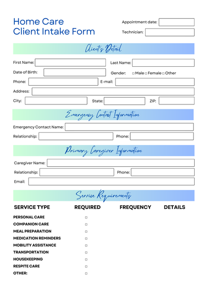 New Client Welcome Pack (Client Intake Form + Service Agreement + Welcome New Client Letters)