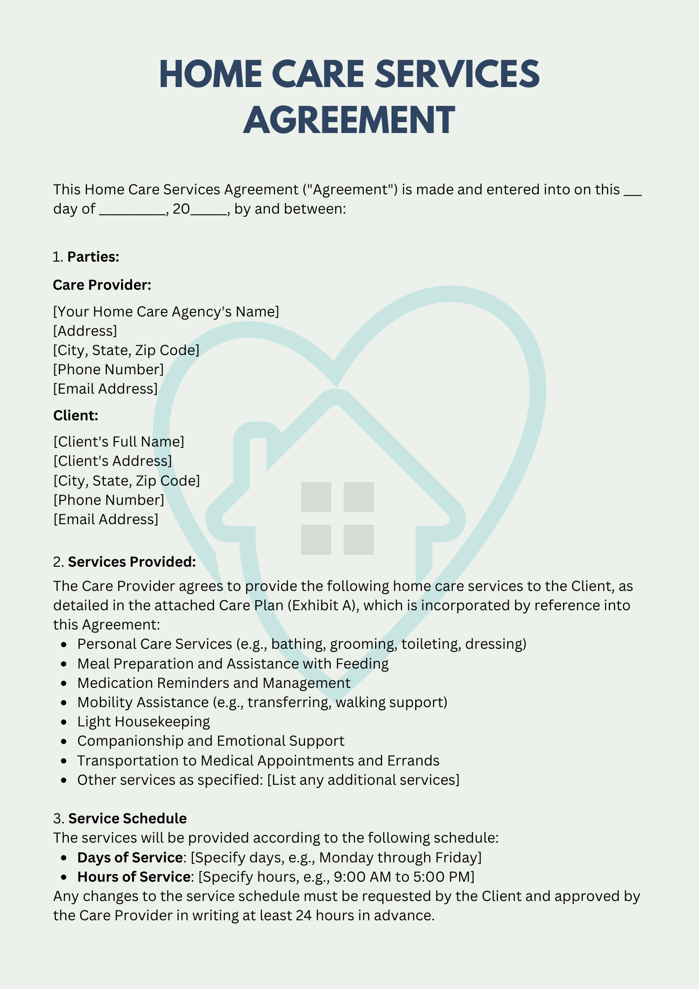 Home Care Services Agreement