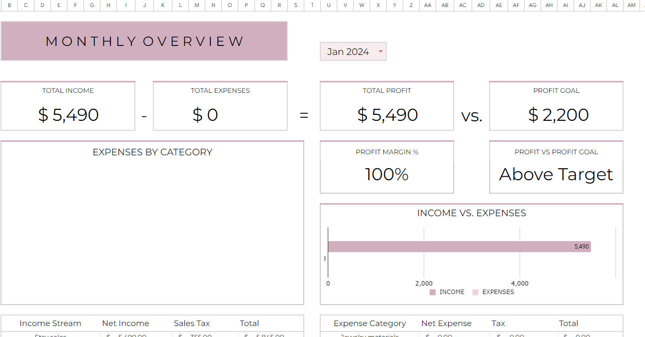 SUPER EASY- Small Business Bookkeeping Spreadsheet