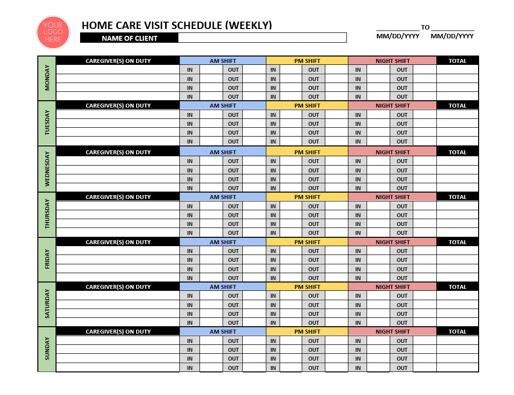 Home Care Visit Schedule