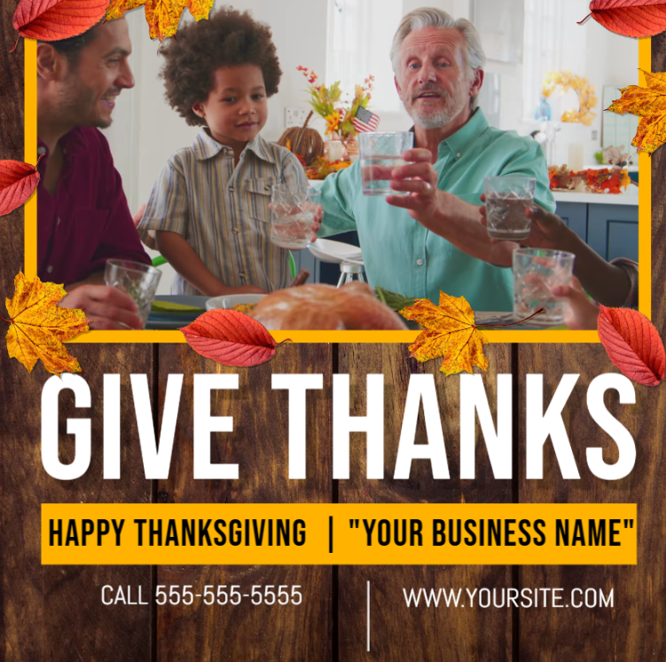 Get 2 (THANKSGIVING) DAY themed promo videos for your business