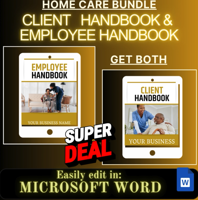 Home Care (Client Handbook & Employee Company Handbook) template bundle