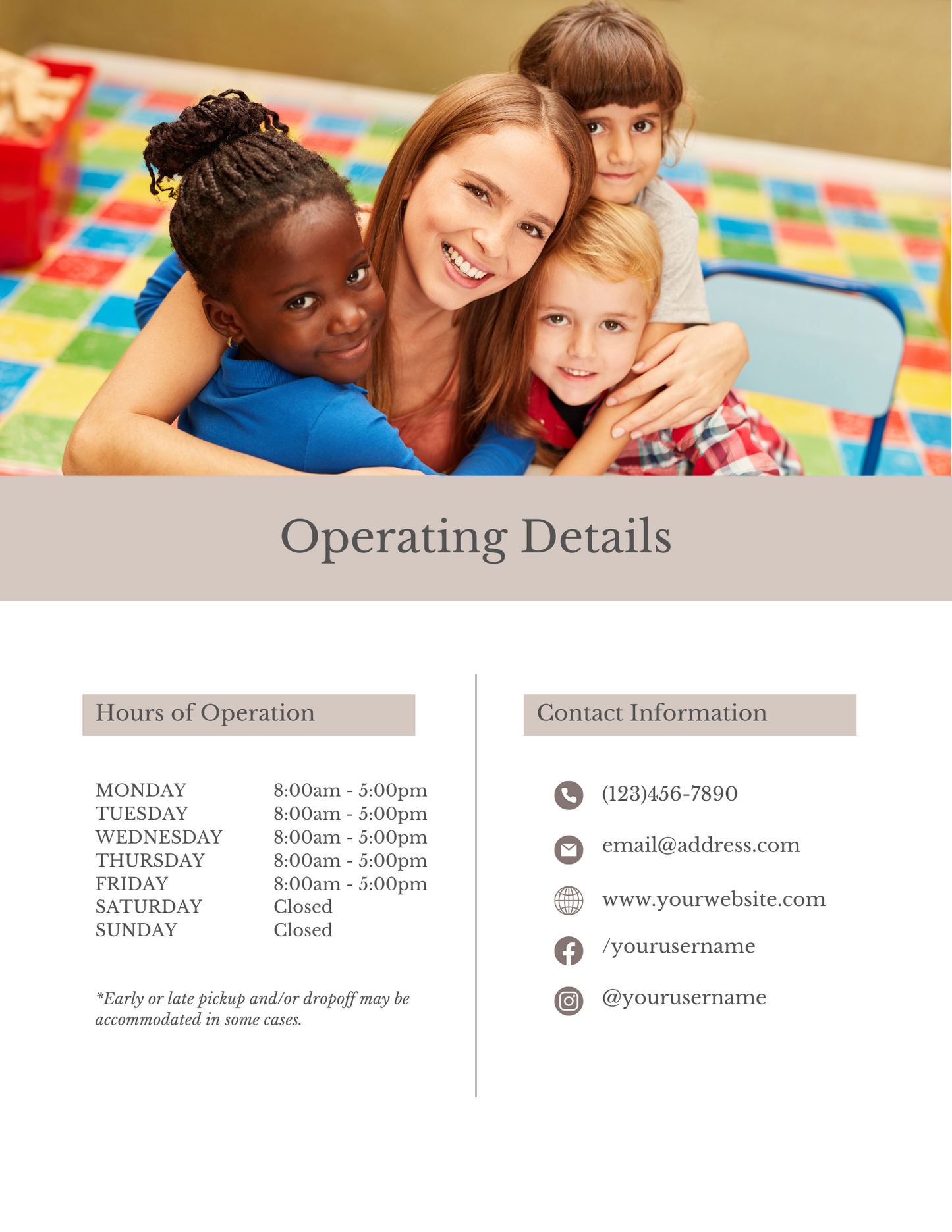 DAYCARE PARENT HANDBOOK- editable in Canva