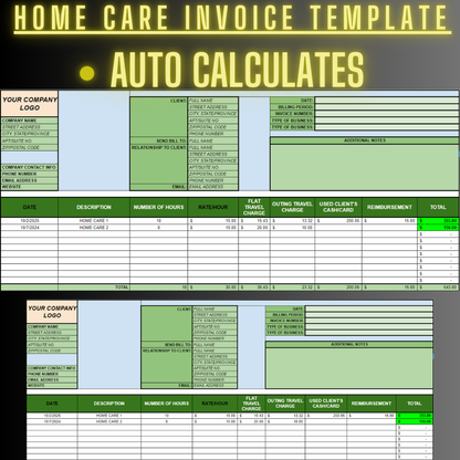 Home Care Business Invoice Template