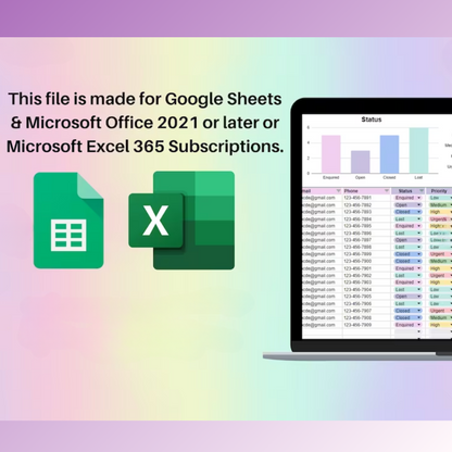 Client Tracker for  (Google Sheets & Microsoft Excel)